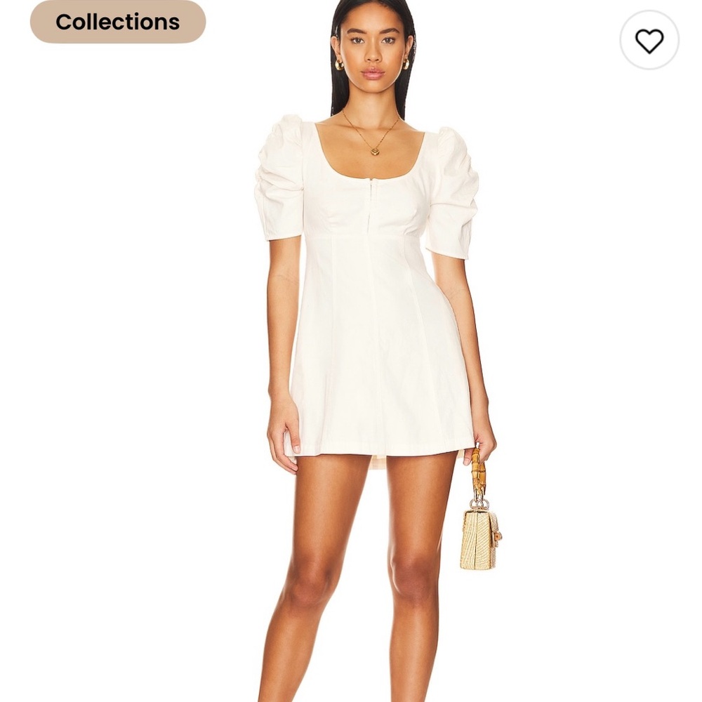 Free People White Puff Sleeve Mini Dress